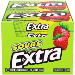 Extra Sours Strawberry Gum 15 Sticks 10ct
